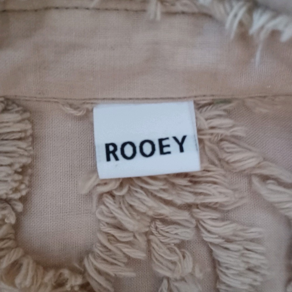 Womens Tan Textured Fringed Embroidery Pullover Longline Shacket DressSize S - Picture 14 of 16